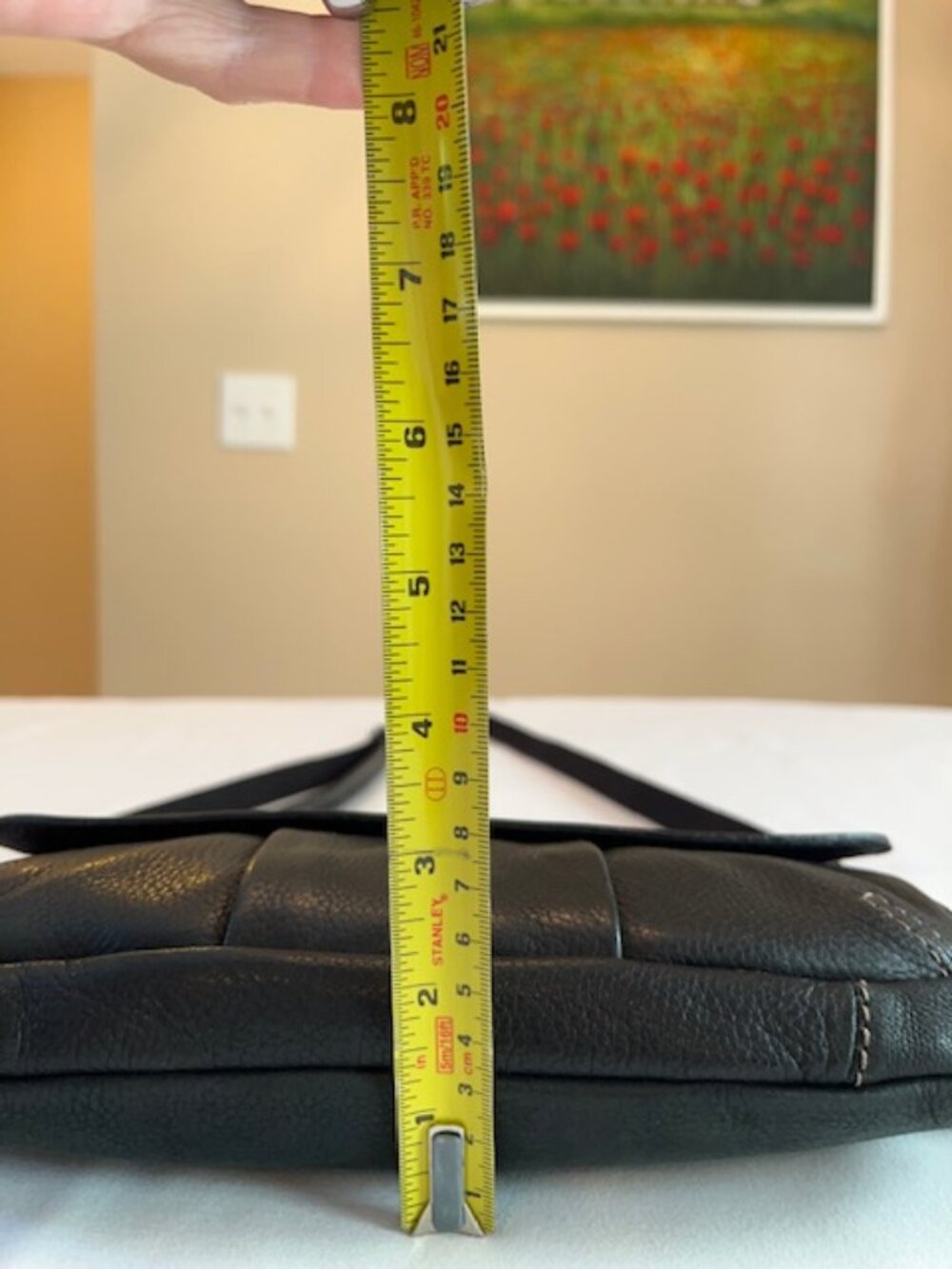 FOSSIL | Black Pebbled Leather Crossbody Bag Zip Top Closure-EUC - Picture 13 of 15